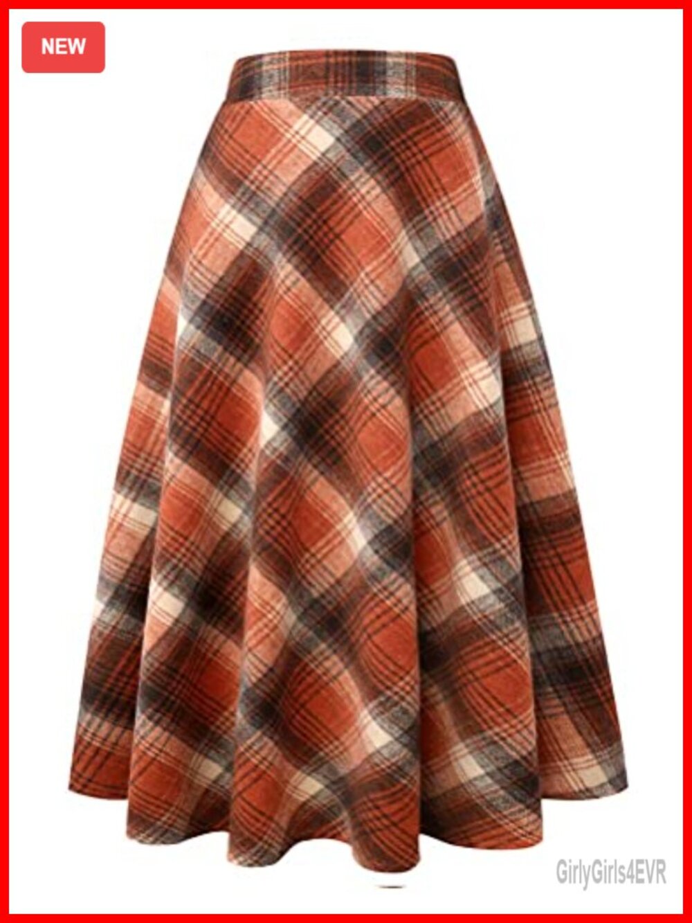 Wool Blend Plaid A-Line Maxi Skirt High Waist Pleated Winter Fall